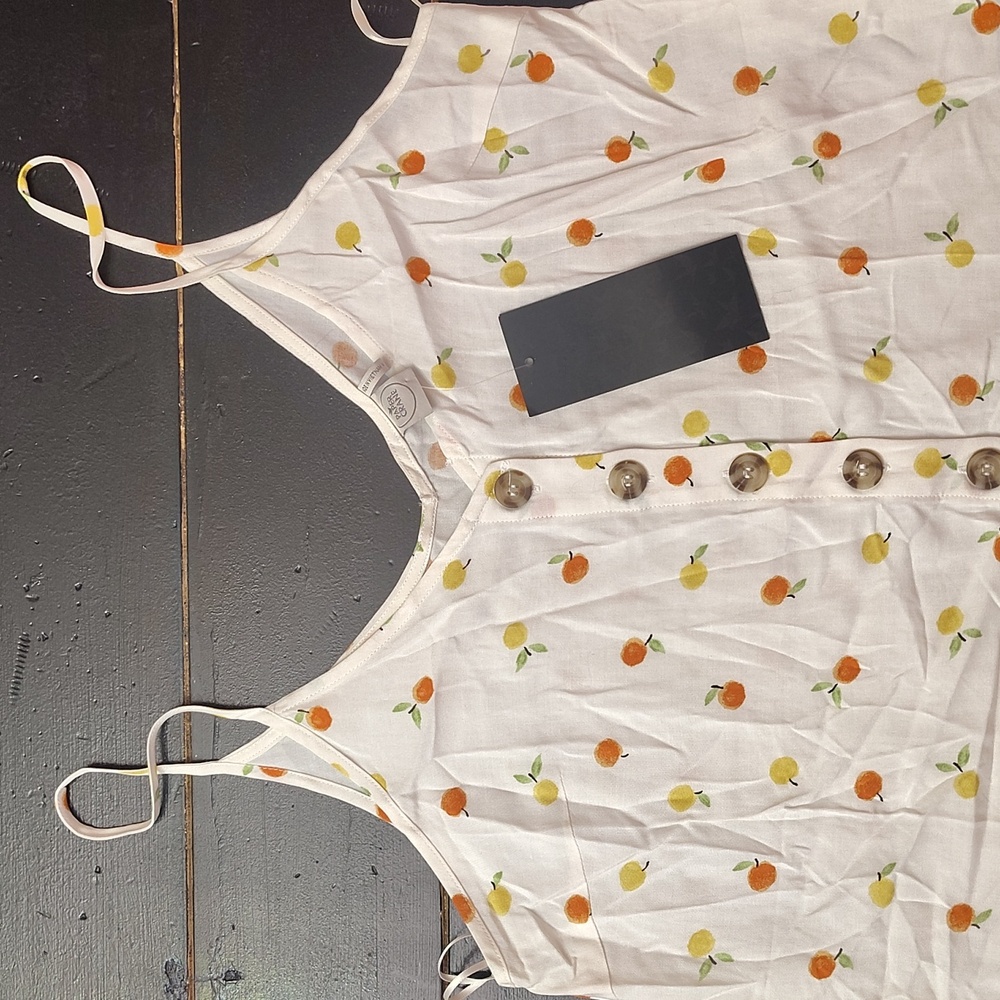 Paper Crane White Camisole with Orange and Green Accents - Picture 5 of 11